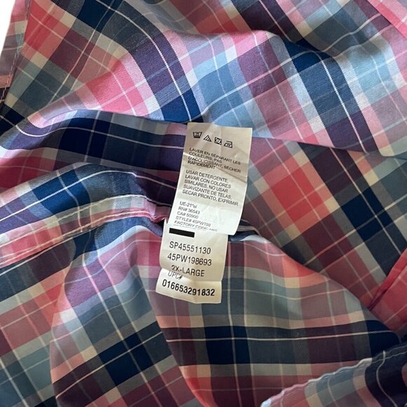 IZOD Advantage Performance Plaid Button Up Shirt Mens 2XL Short Sleeve - Picture 8 of 8